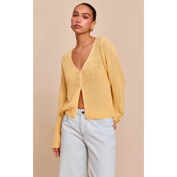 Lemon Filagree Button Cardigan