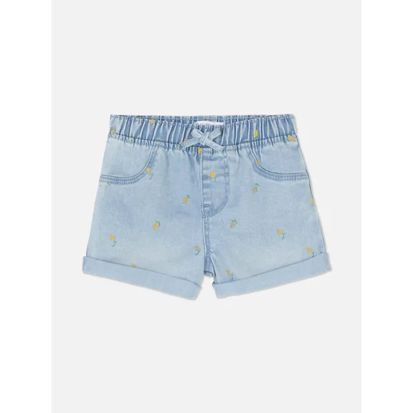 Lemon Print Demin Shorts - Blue