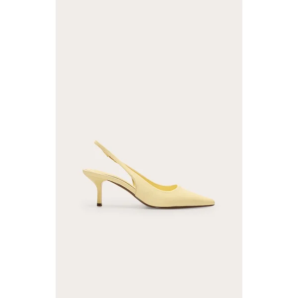 Lemon Pu Point Toe Sling Back Mid Heeled Courts