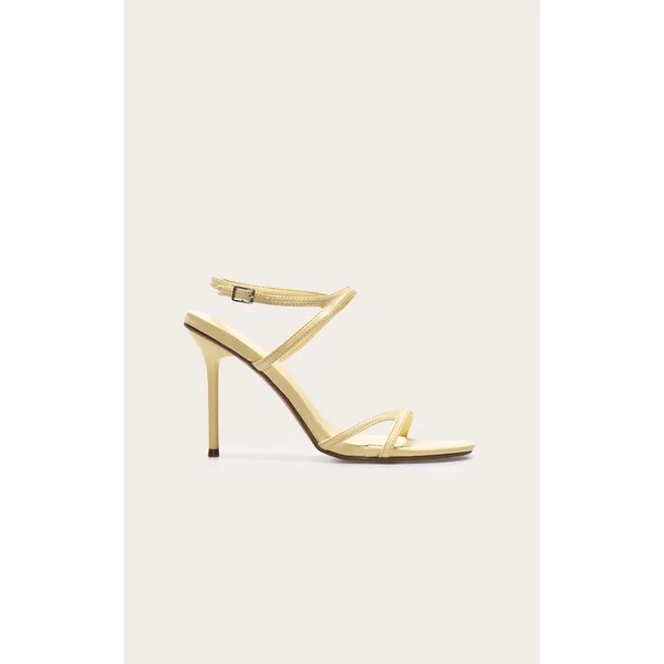 Lemon Pu Round Toe Asymmetric Strap High Stiletto Heeled Sandals