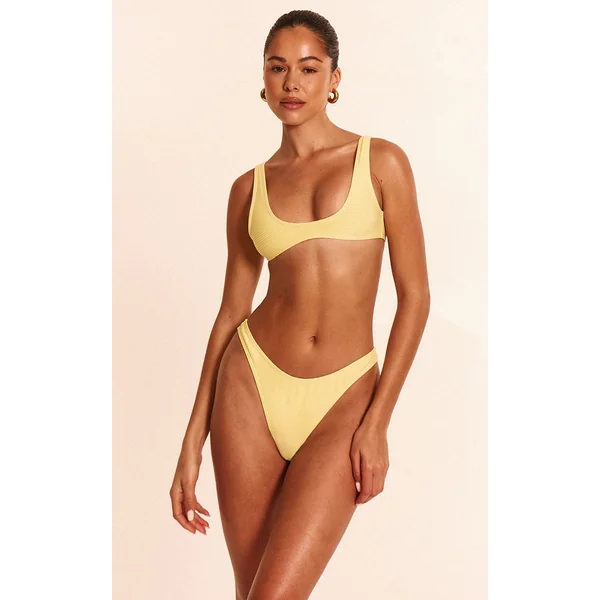 Lemon Ribbed Plunge Bikini Top