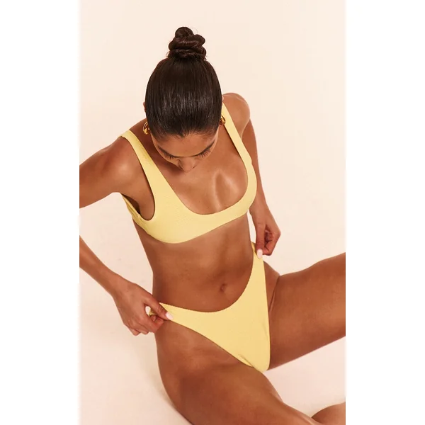 Lemon Ribbed Tanga Bikini Bottoms