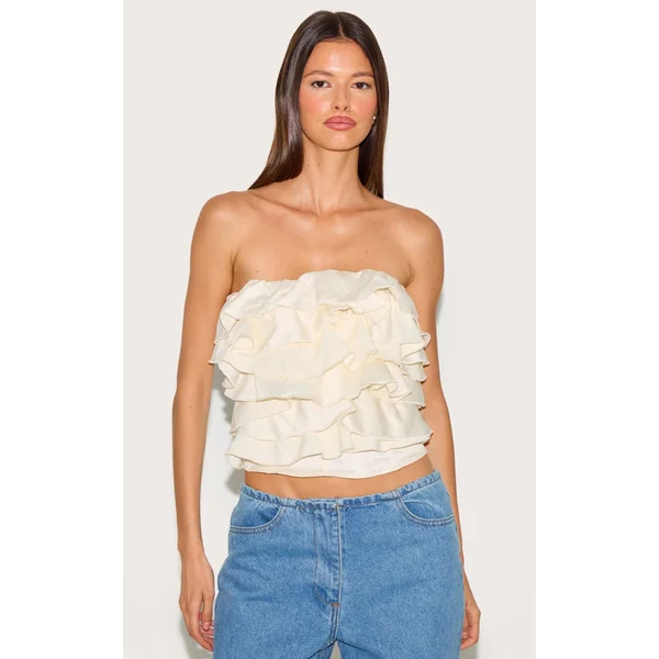 Lemon Satin Ruffle Bandeau