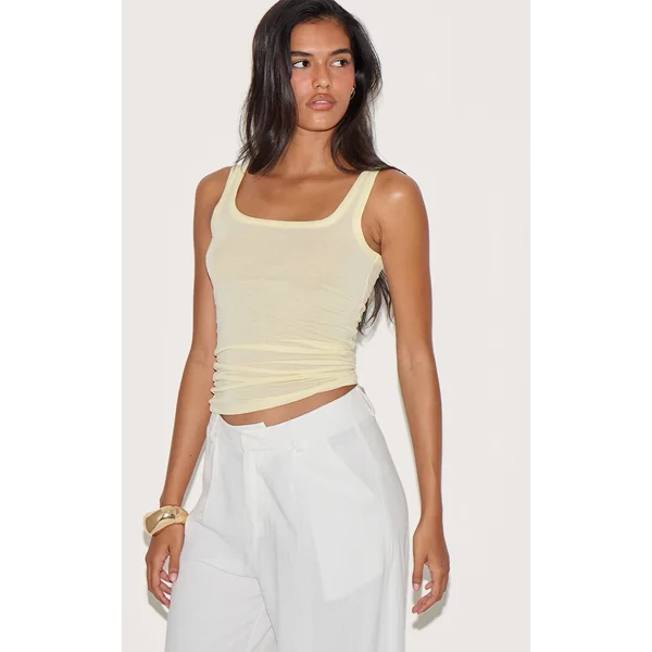 Lemon Sheer Soft Touch Scoop Neck Long Vest Top