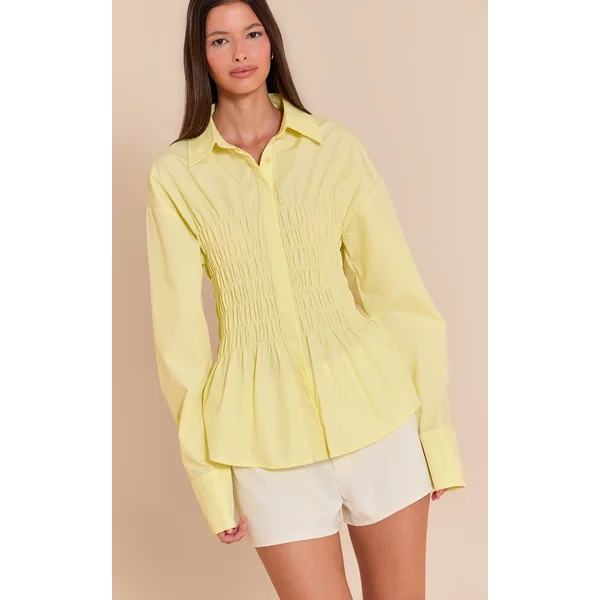 Lemon Shirred Fitted Shirt