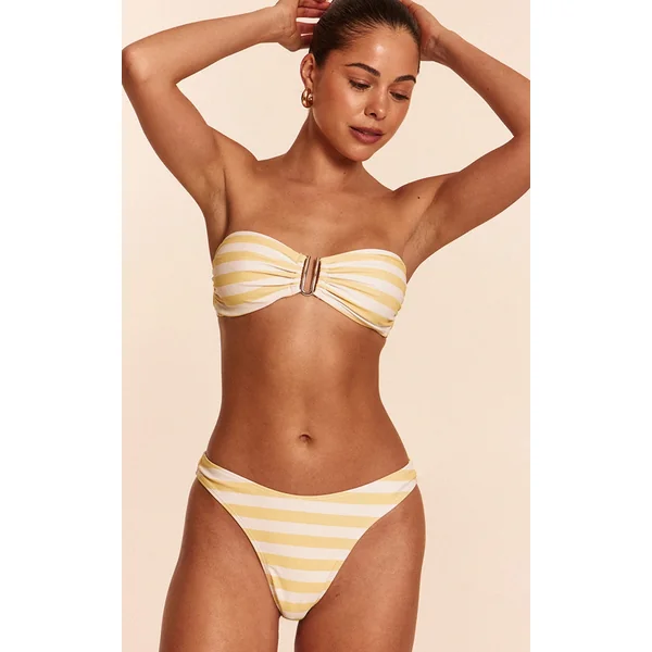Lemon Stripe Tanga Bikini Bottoms