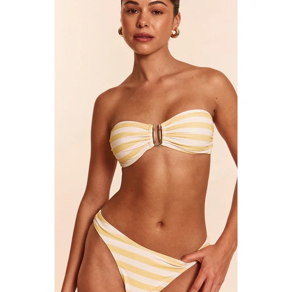 Lemon Stripe U Bar Bandeau Bikini Top