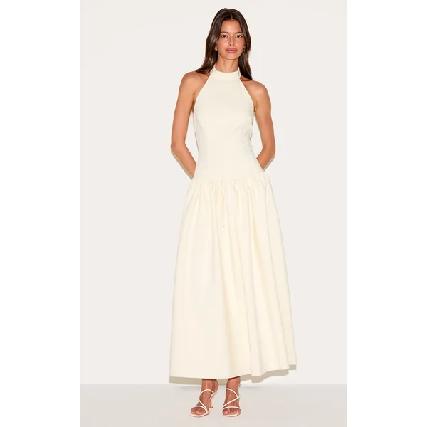 Lemon Tailored High Neck Midaxi Dress