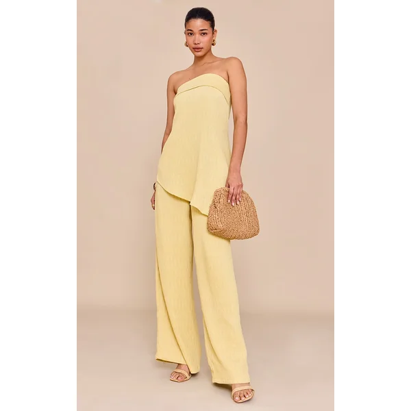 Lemon Textured Wide Leg Pant