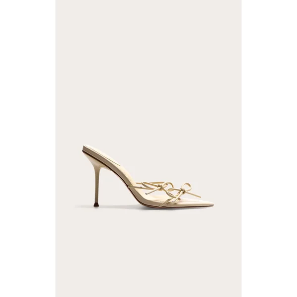 Lemon Wide Fit Pu Point Toe Multi Bow High Stiletto Heeled Mules