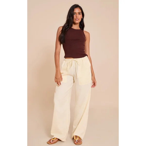 Lemon Woven Drawstring Low Rise Relaxed Pants