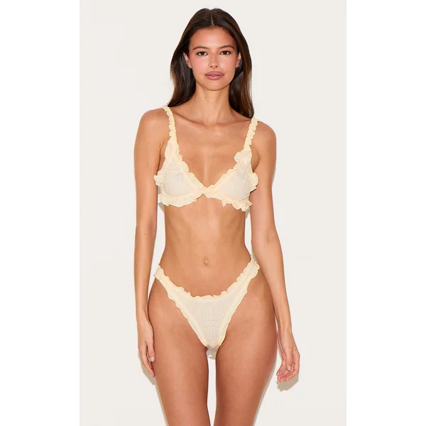 Lemon Woven Frill Triangle Lingerie Set