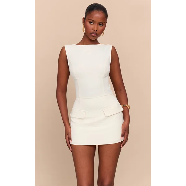 Lemon Woven Pocket Detail Sleeveless Skort Romper