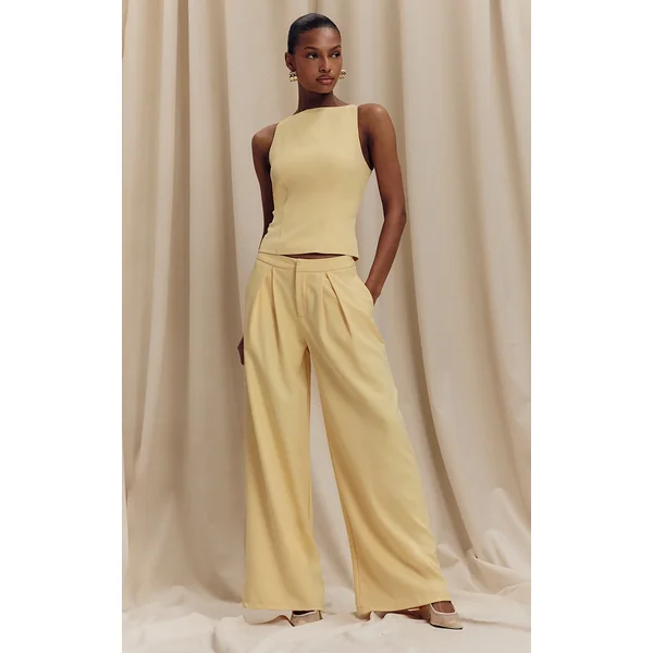 Lemon Woven Tailored Wide Leg Pants