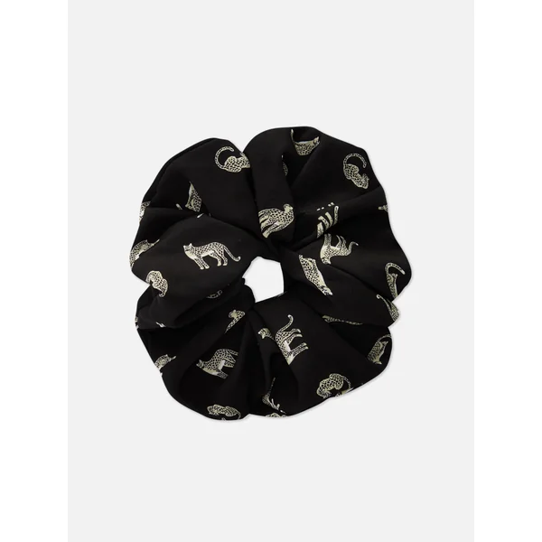 Leopard Scrunchie - Black