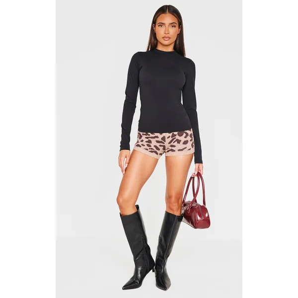 Leopard Soft Knit Mini Hot Pants