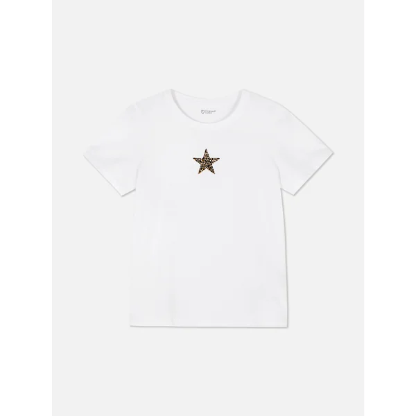Leopard Star Short Sleeve T-Shirt - White