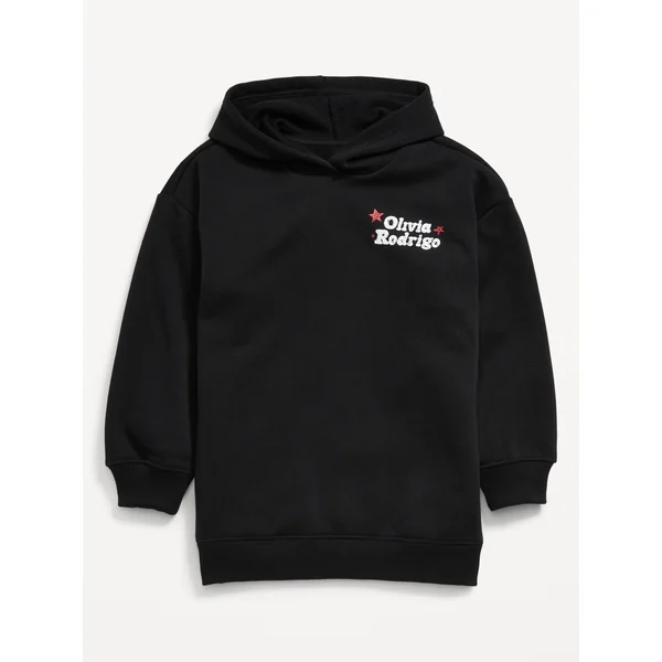 Licensed Graphic Pullover Tunic Hoodie for Girls - Light Black Heather