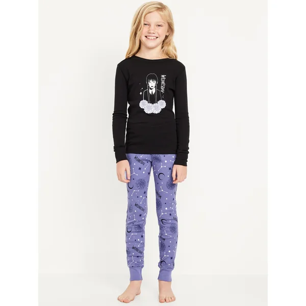 Licensed Graphic Snug-Fit Pajama Set for Girls - WEDNESDAY