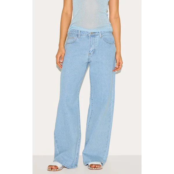 Light Blue Low Rise Wide Leg Jeans