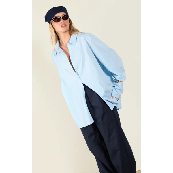 Light Blue Oversized Cuff Shirt
