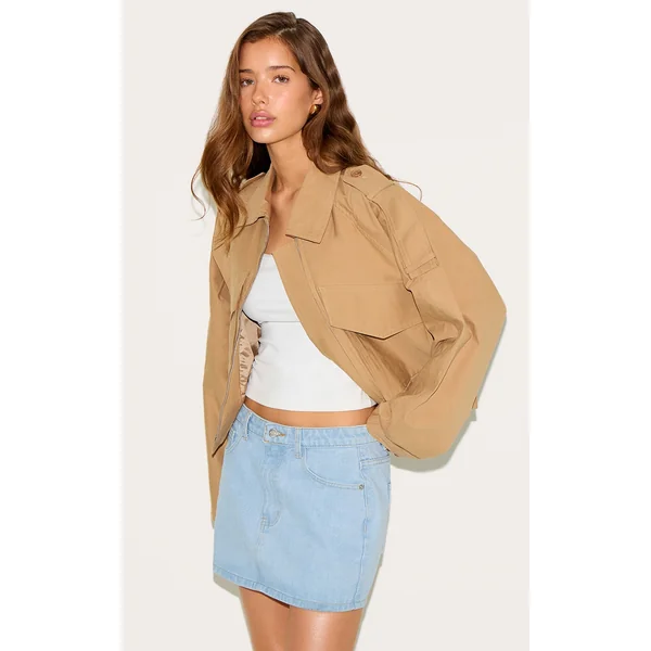 Light Blue Rigid Denim Mini Skirt