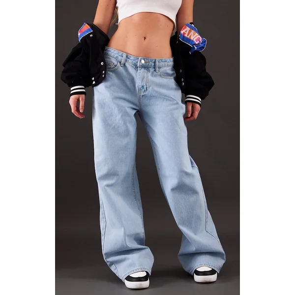 Light Blue Wash Low Rise Wide Leg Jeans
