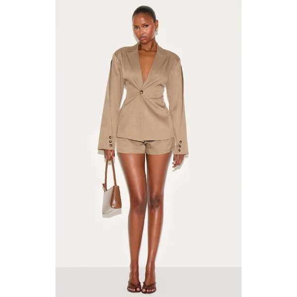 Light Brown Tailored Woven Shorts