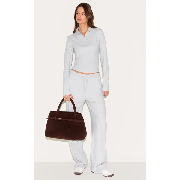 Light Grey Low Rise Super Soft Straight Leg Pants