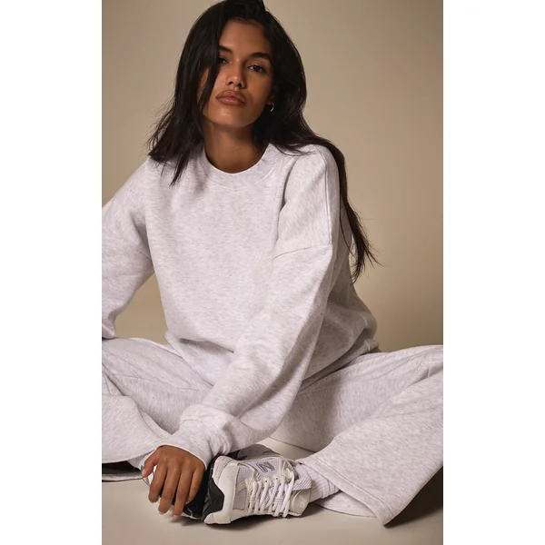 Light Grey Oversized Sweatshirt Tracksuit Set