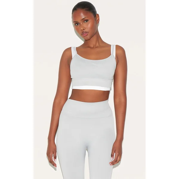Light Grey Seamless Double Layered Sports Bra