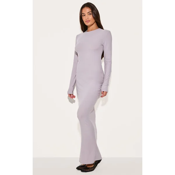 Light Grey Soft Touch Long Sleeve Maxi Dress