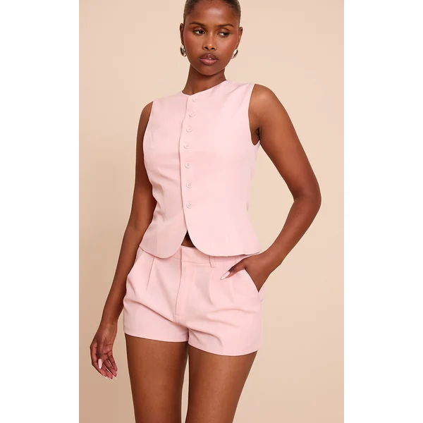 Light Pink Tailored Woven Vest