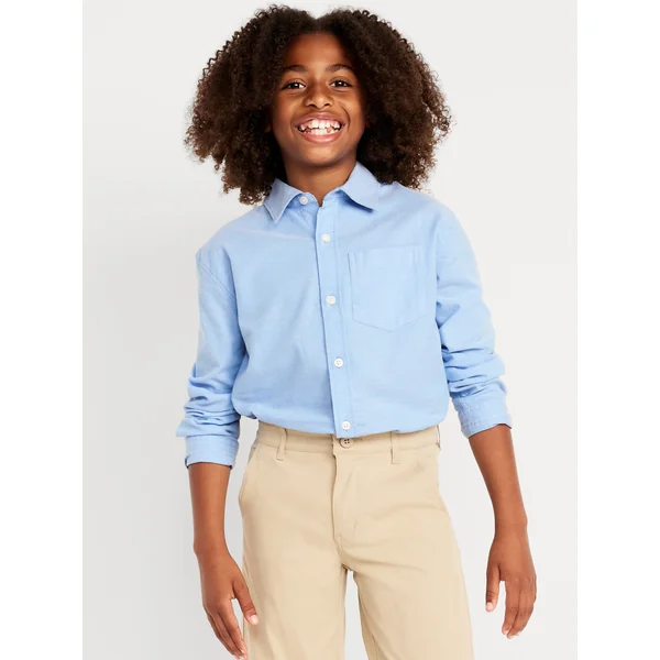 Lightweight Oxford School Uniform Shirt for Boys - BLUE OVERALL