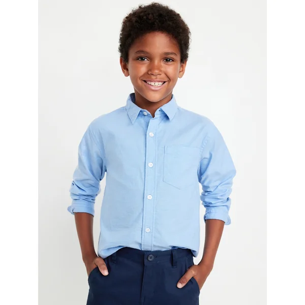 Lightweight Oxford Uniform Shirt for Boys - Blue/White