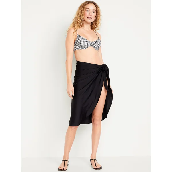 Lightweight Side-Tie Swim Sarong Wrap - Black Jack
