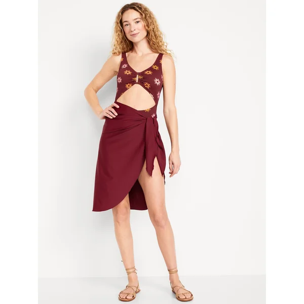 Lightweight Side-Tie Swim Sarong Wrap - Clove