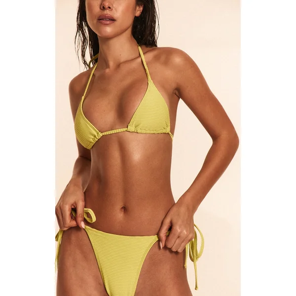 Lime Ribbed Triangle Bikini Top