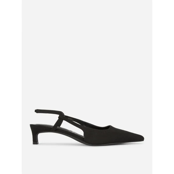 Linen Slingback Court Shoes - Black
