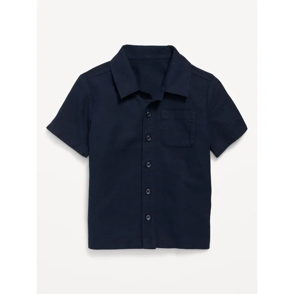 Linen-Blend Pocket Shirt for Toddler Boys - In the Navy