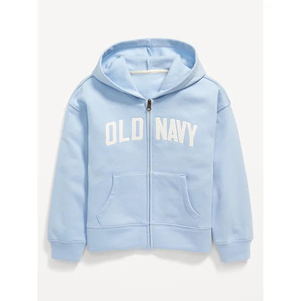 Logo-Graphic Zip Hoodie for Girls - Cashmere Blue