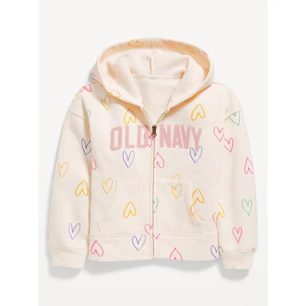 Logo-Graphic Zip Hoodie for Girls - Creme De La Creme