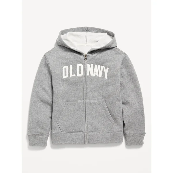 Logo-Graphic Zip-Front Hoodie for Boys - Heather Gray