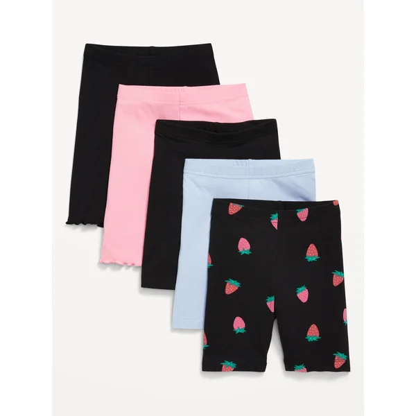 Long Biker Shorts Variety 5-Pack for Girls - Strawberry