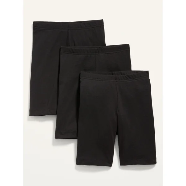 Long Jersey Biker Shorts 3-Pack for Girls - Black Jack