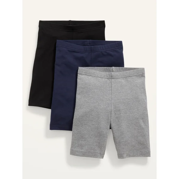 Long Jersey Biker Shorts 3-Pack for Girls - Heather Gray