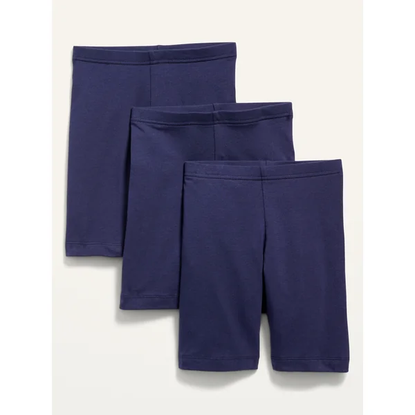 Long Jersey Biker Shorts 3-Pack for Girls - Lost at Sea Navy