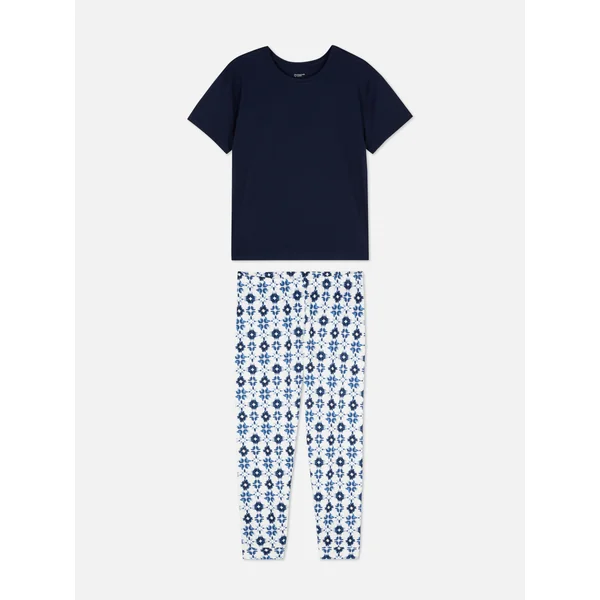 Long Jersey Pajamas - Navy