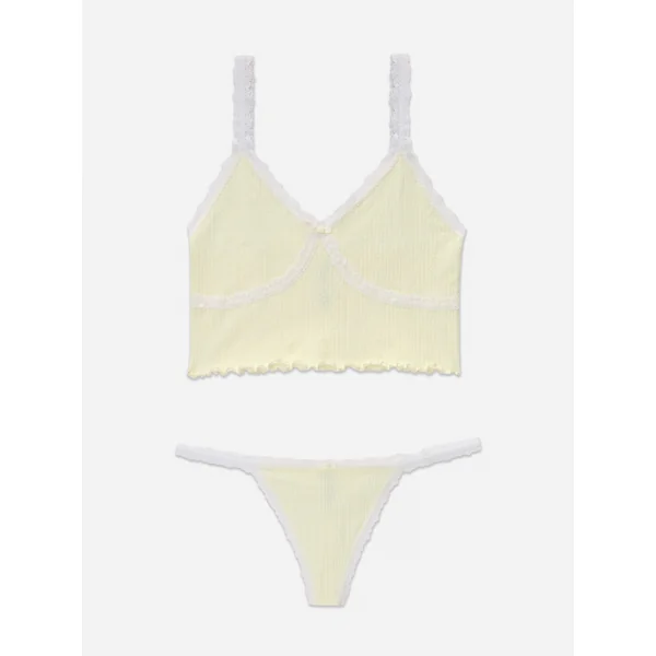 Long Pointelle Underwear Set - Yellow