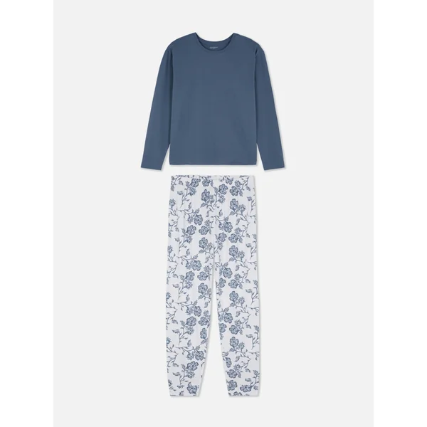 Long Sleeve Jersey Knit Pajama Set - Dark Blue
